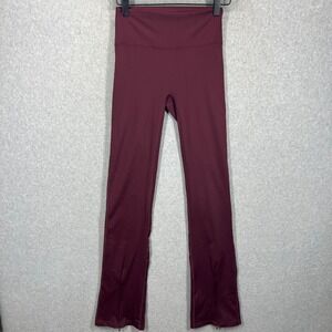 SSYS The Label Leggings Womens S‎ Burgundy Flare Zip Hem High Rise EUC